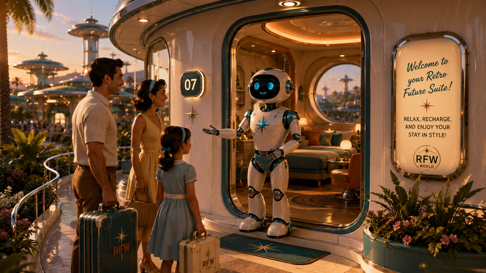 Robot welcome experience at capsule lodging